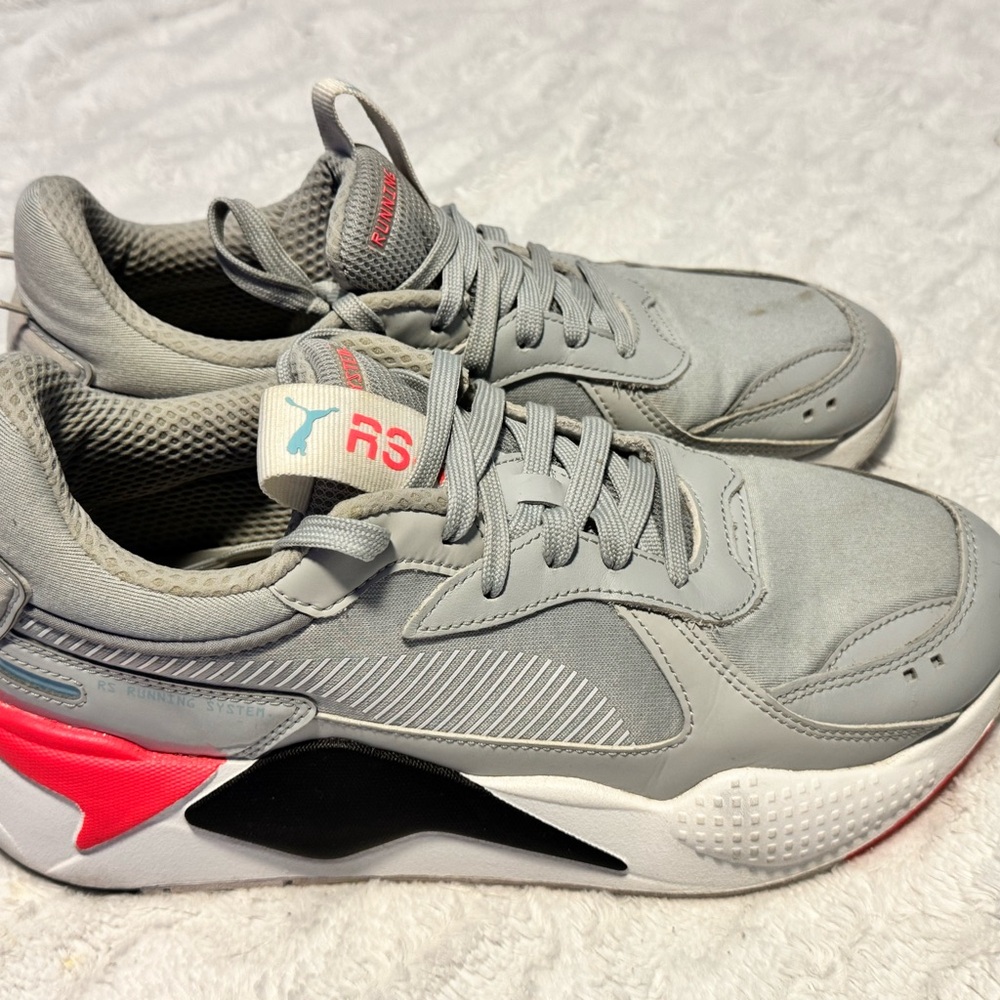 Gray and Red Puma RS Sneakers